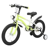DAOHHFO NEU 16 Zoll Kinderfahrrad mit LED Licht & Stützrädern, Kinder Fahrrad für ab 5-8 Jahre HöHenverstellbar Kinderfahrrad Tretfahrrad für Jungen & Mädchen Schulung Outdoor Reiten (Gelb)
