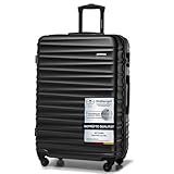 WITTCHEN Reisekoffer Groß Rollkoffer Trolley Großer Koffer Check-In Gepäck Hartschale aus ABS mit 4 Spinner-Rollen Zahlenschloss Teleskopgriff Groove Line Größe L schwarz