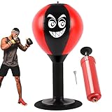 STFALI Punchingball, Punchingball Tisch mit Federn, Saugnapf zum Stressabbau für Chef, Kollegen, Freunde, 18x17.5x37 cm(Rot-schwarz)