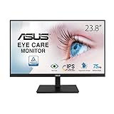 ASUS Eye Care VA24DQSB | 24 Zoll Full HD Monitor | Rahmenlos, ergonomisch, TÜV zertifiziert, Blaulichtfilter, Adaptive-Sync | 75 Hz, 16:9 IPS Panel, 1920x1080 | DisplayPort, HDMI, D-Sub, USB Hub