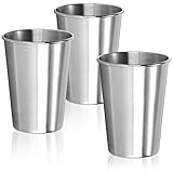 com-four® 3X Edelstahl-Trinkbecher - Leichter Becher aus Edelstahl 304 - Campingbecher 300 ml - Reisebecher bruchsicher und BPA-frei (300ml)