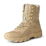 BLBK Herren Military Stiefel Wüste Armee Combat Patrol Tactical Einsatzstiefel mit Reissverschluss Leder Jungle Army Stiefel ​ ​Wandern Bergsteigen Offroad Angeln Jagen