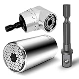 7-19mm Universalnuss Steckschlüssel, Multifunktions-Handwerkzeuge Adapter Repair werkzeuge set und 105° Winkelschrauber Vorsatz Adapter