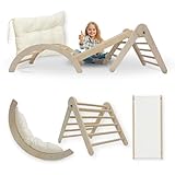 MAMOI® 4 in 1 Set. Montessori Kletterbogen mit Kissen, Klettergerüst Kletterdreieck Indoor, Indoor Spielplatz 1-3 Jahre und Rutsche für Kinder.