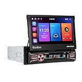 【2+64G】 Hodozzy Drahtlos Carplay Android Autoradio 1 Din mit 7 Zoll Automatisch Ausfahrbarem Bildschirm, Autoradio Bluetooth mit Android Auto RDS FM WiFi GPS EQ USB