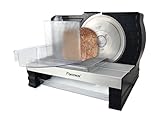 Bestron Brotschneidemaschine, mit RSG-Edelstahlklinge – Made in Germany, stufenlose Schnittstärkeneinstellung 0-20mm, Allesschneider mit Wechseltaste für Automatik- und Manuell-Betrieb, Farbe: Schwarz