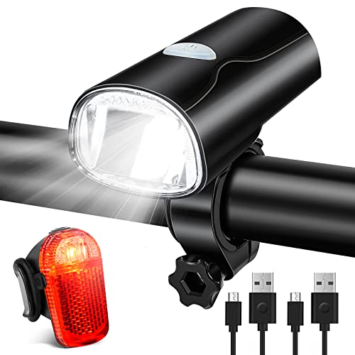 LED Fahrradlicht Set, STVZO Zugelassen Fahrradbeleuchtung Fahrradlampe Wasserdicht und USB-Aufladung Fahrrad Licht Bike Light mit Frontlichter und Rücklicht, Fahrradlichter für Kinder und Erwachsene