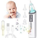 Nasensauger Baby Elektrisch, Wiederaufladbar Nasenreiniger mit 3 Saugstufen und 3 Silikondüsen, Nasensauger Baby Staubsauger mit Musik und Licht Beruhigender Funktion für Neugeborene, Kleinkinder