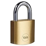 Yale Y110B/30/115/1 - Standardschutz-Vorhängeschloss aus Messing 30 mm - Bügel aus gehärtetem Stahl - Doppelverriegelung - 3 Schlüssel