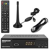 Megasat T644 DVB-T2 Receiver + aktive Zimmerantenne + HDMI Kabel, HDTV für frei Empfangbare DVB-T2 Sender, schwarz