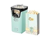 Bestron Popcornmaker, Turbo-Popcorn in unter 2 Minuten, Popcornmaschine mit Heißlufttechnologie, inkl. 10x Popcorntüten & integrierten Messbecher, Sweet Dreams Kollektion, Farbe: Grün