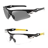 AYNKH 2 Stück Fahrradbrille,Fahrrad Brille für Herren Damen,Sonnenbrillen Winddicht,High Definition Sonnenschutz,Sportbrille,Schnelle Brille Rave,UV400 Schutz für Outdooraktivitäten Radfahren Laufen