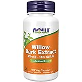 Now Foods, Willow Bark Extract (Weidenrinden-Extrakt), 400mg, 100 vegane Kapseln, Laborgeprüft, Sojafrei, Glutenfrei, Ohne Gentechnik