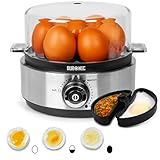 Duronic EB40 BK Eierkocher, Eierkocher für 7 Eier, 400 Watt Eierkocher, Härtegrad von weich bis hart, Überhitzungsschutz und Timer, Eierkocher mit Messbecher und Eipick, Frühstücksei für Familie