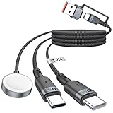 LadeKabel für Apple Watch Ladegerät - 3 in 2 USB C Kabel, 1.2M, 60W USB C Multi Schnellladekabel, Kompatibel mit iWat-ch Ultra 2/SE 2/10/9/8/7/6/5/4/3/2/1, mit iPhone 15/16 Pro Max Plus, iPad