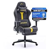 STARUZI Gaming Stuhl aus Wildlederimitat, Ergonomischer PC Stuhl, Gaming Stuhl mit Fußstütze, Atmungsaktiver Game Drehsessel mit Verstellbare Armlehne,Grau-Yellow