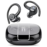 Csasan Bluetooth Kopfhörer Sport, Kabellos 5.3 mit Ohrhaken, 48Std 3D Stereo CVC 8.0 HD Anruf In Ear mit Mic, IPX7 Wasserdicht, LED-Anzeige, Touch Control Ohrhörer Joggen
