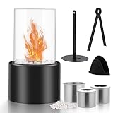 Gerbala Bioethanol Tischkamin, Tischfeuer für Indoor & Outdoor mit 2 Brennkammern, Kamin mit Deko Steinenmit, Balkon Wohnung Deko, Erstellen Romantische Ambiente