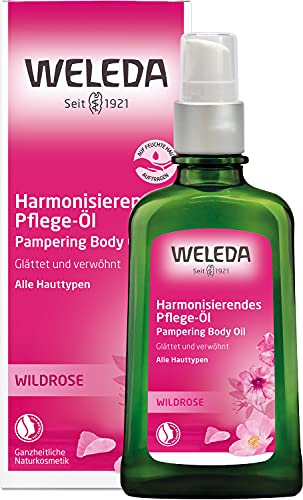 WELEDA Bio Wildrose Harmonisierendes Pflege-Öl, Naturkosmetik Körperöl aus Rosen zur Pflege trockener und anspruchsvoller Haut, mit angenehmen Rosen Duft (1 x 100 ml)