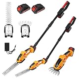 Elektrische Heckenschere 2-in-1 mit ausziehbarer Teleskopstange (2,5 m), 2 professionelle Klingen, doppelter Akku 1500 mAh und Ladegerät – ideal zum Beschneiden von Sträuchern, Gärten und Blumenbeeten