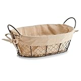 Zeller Brotkörbchen Countrystyle, m. Griffen, Draht/Leinen, Braun/Beige, 30 x 21 x 11 cm 18091