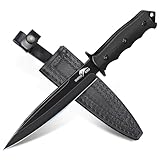 SMITH CHU Outdoor Messer Survival- Robustes Überlebensmesser，Camping Messer，Bushcraft Messer mit schwarzer Beschichtung, Das ideale Geschenk für Männer