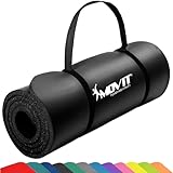 MOVIT Gymnastikmatte, hautfreundlich und phthalatfrei, in 3 Größen und 12 Farben - Auswahl: 183cm x 60cm x 1,0cm in schwarz