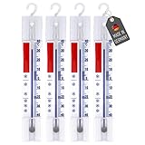 Lantelme 4 Stück Kühlschrankthermometer analog mit Haken Thermometer für Gefrierschrank Kühlschrank Kühltruhe Kühltheke 4884