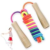 TNOMSNO Springseil Kinder, 250CM Verstellbare Springseil für Kinder Jump Rope Kinder mit Holzgriff, Springseil für Spiel, Fitness Training