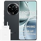 realme 14 pro 5G Smartphone, 12 + 512 GB, MediaTek Dimensity 7300 Chipsatz, IP69, Sony IMX882 OIS-Kamera, 6,77' 120 Hz 3D Curved Vision Display, 5260 mAh Akku, Grau (Mit Adapter)