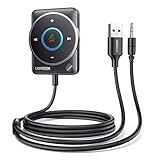 UGREEN Aux Bluetooth 5.4 Adapter Auto Bluetooth 3.5mm Klinke Empfänger Multifunktionstaste für Freisprechanruf und Wireless Musik, Dualverbindung, kompatibel mit Auto Stereoanlage (Schwarz-Upgrade)