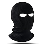 SKHAOVS Sturmhaube mit 2 Löchern,Gestrickte Sturmhaube für Damen und Herren, Winter Skimaske, Balaclava, Warm Gesichtshaube Schwarz Vollgesichtsmaske, Einheitsgröße, für Outdoorsports (Schwarz)