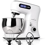 Lehmann Prämie Küchenmaschine mit elektronischer Anzeige | Multifunktions Küchenmaschine Rührgerät mit Edelstahlschüssel 5 L | 2300 W | 6 Stufen | inkl. Knethaken und Schneebesen