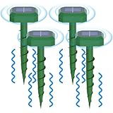 Maulwurf Vertreiber Solar 4 Stück, Ultraschall Maulwurfschreck, mit 3 Abschreckungsmodi, Geeignet zur Vertreibung von Maulwürfen und Anderen Nagetieren in Gärten Rasen