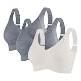 3er Pack Sport BH Damen BH GroßE BrüSte Starker Halt Große Größen Yoga Bra Vollschalen Ohne Bügel Bustier Atmungsaktiv Fitness Top T-Shirt BHS Komfort Gepolstert Büstenhalter Verstellbar Unterwäsche