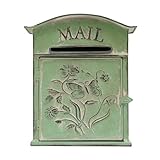 Briefkasten, Vintage Briefkästen - Wandhalterung Briefkasten Freistehend, Abschließbarer Briefkasten im Vintage-Stil für den Außenbereich, 27 * 10.5 * 31.2 cm, Grün