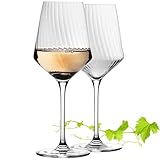 IMPERIAL Weißweingläser 460ml 'London' Set 2-Teilig geriffelte Weingläser aus Crystalline Glas Rieslingweingläser