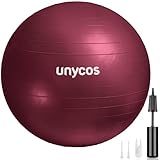 unycos - Gymnastikball 75 cm Sitzball Trainingsball für Yoga, Fitness, Medizinball, Balance Ball, Core Training Strength, Pilates-Ball | Inkl. Pumpe, BPA-Frei, Anti-Burst (Dunkelrosa mit Logo)