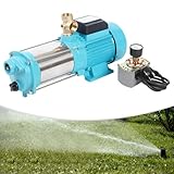 Gartenpumpe Selbstansaugend - 1300W Centrifugal Kreiselpumpe Hauswasserwerk mit Druckschalter | Durchflussrate 4000 L/H | Druck 9,8 bar | Höhe 98 m | Ansaughöhe 8m | Saugpumpe zur Bewässerung (A)