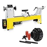 BAMATO Drechselmaschine WL-460V_SET1 | inkl. mit 4-Backenfutter | 550W Leistung | M33 Geweindeaufnahme | MK2 Konus | 153mm Spitzenhöhe | Drechselbank für Holz Werkstatt