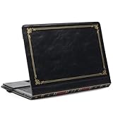 TYTX Kompatibel mit MacBook Pro 13 Hülle Zoll Leder Case 2021-2016 (A2338 M1 A1989 A1706 A1708 A2159 A2289 A2251), Laptop-Hülle Schutzhülle Vintage Buch Folio Cover, Schwarz