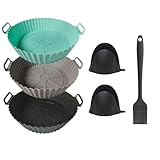 Heißluftfritteuse Backpapier, Frundoo 6 Stück Silikonform für Heißluftfritteuse, 20 * 17 * 5 cm Wiederverwendbar Zubehör für Heißluftfritteuse ersetzen Backpapier, für Air Fryer Ofen Mikrowelle