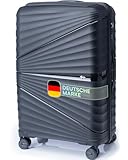 Xonic® Hartschalenkoffer L für 65L - Bruchsicherer Rollkoffer Polypropylen mit 360° Doppelrollen & TSA-Schloss - Reisekoffer Schwarz