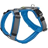 HUNTER Hundegeschirr Maldon UP, Farbe: blau/grau, weich gepolstert & komfortabel, stark reflektierend durch 3M Scotchlite, 4-Fach verstellbar, mit gepolstertem Griff (ab S-M), Größe: S-M