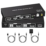 KVM Switch HDMI 2 Port 4K 60Hz USB 2.0 for 2 Computers 1 Monitor Share Keyboard Mouse Printer KVM USB Switch Support Wire Desktop Controller Includes 2 USB 2.0 Cables