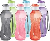 Trinkflasche Kinder Wiederverwendbare Wasserflasche 355 ml 6er-Set Trinkflasche aus Kunststoff BPA-frei Trinkflasche Kinder Auslaufsicher mit Trageriemen für Radfahren Camping Wandern Fitness Yoga