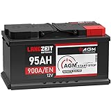 LANGZEIT AGM Batterie 95Ah 12V 900A/EN Start-Stop Autobatterie VRLA Batterie