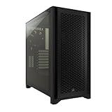 CORSAIR 4000D AIRFLOW Gehärtetes Glas Mid–Tower ATX–Gehäuse – Hohe Luftzirkulation – Kabelmanagement–System – Geräumiges Interieur – Zwei Mitgelieferte 120–mm–Lüfter – Schwarz