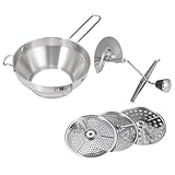 Fleischwolf | Edelstahl-Mixer mit 3 Scheiben, Handkurbel für Getreide mit 3 Mahlscheiben zum Zerkleinern von geriebenen Früchten