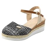 EQWIGKEIT Keilsandaletten Damen, Keilsandaletten Damen Wedges Sommerschuhe Mit Absatz Espadrilles Elegant Keilsandalen Leicht Strandsandalen Keilabsatz Sandaletten Slingback Pumps Bequem Sandalen